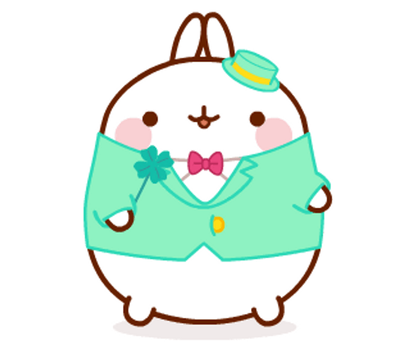 St Patricks Day Molang Bunny Shamrock GIF