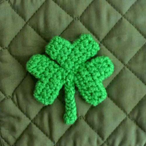 St Patricks Day Crochet Clover Leaf GIF
