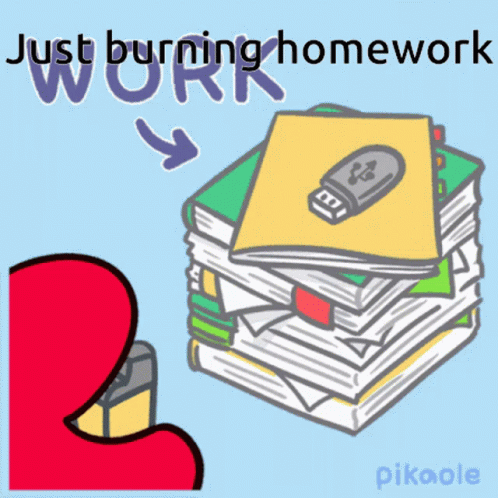 Stack of Books Just Burning Homework