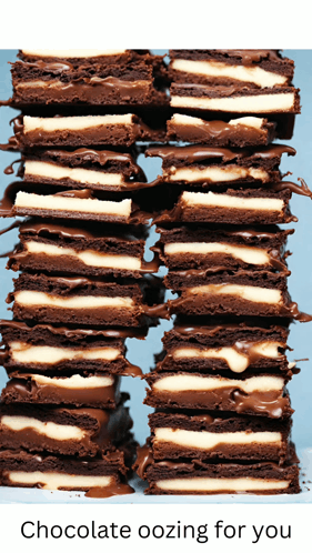 Stack of Brownies Chocolate Oozing for You