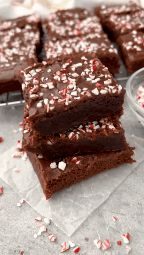 Stack of Brownies With Candy Cane Sprinkles