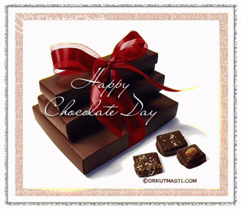Stack of Chocolate Boxes with Red Bow
