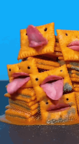 Stack of Crackers With Faces