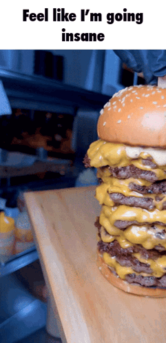 Stacked Cheeseburger Saying Feel Like I'm Going Insane