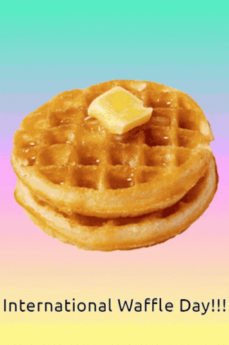 Stacked Waffles With Butter And Syrup GIF