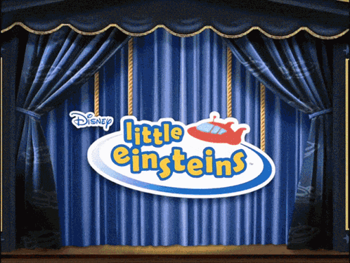 Stage with Blue Curtains and Little Einsteins Logo