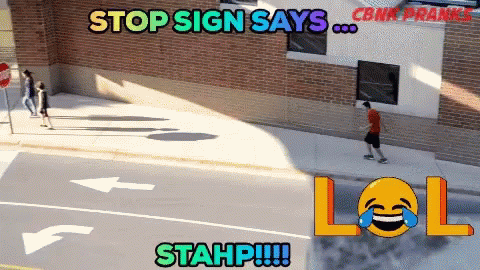 Stahp Street Road Sign GIF