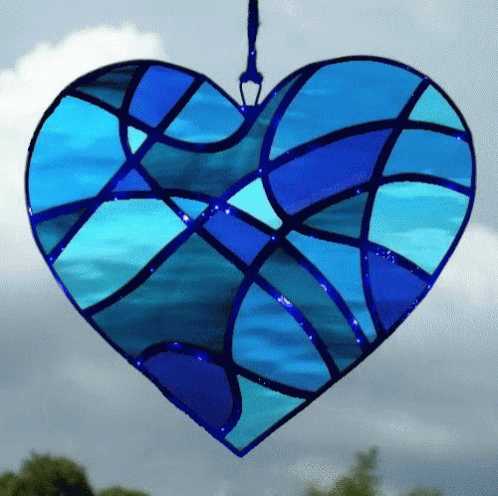 Stained Glass Blue Heart GIF