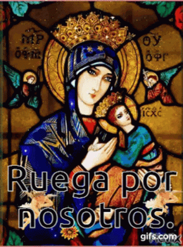 Stained Glass Woman Holding Child ruega por nosotros
