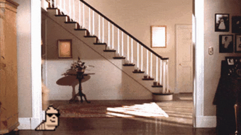 Staircase With Picture Saying A GIF