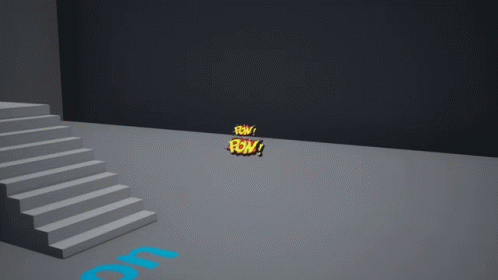 Staircase With Smoke And POW GIF