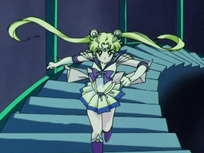 Stairs Running Sailor Moon GIF