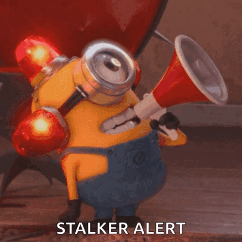 Stalking Adorable Minion Megaphone GIF