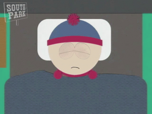 Stan Marsh From South Park Is Laying In A Bed GIF