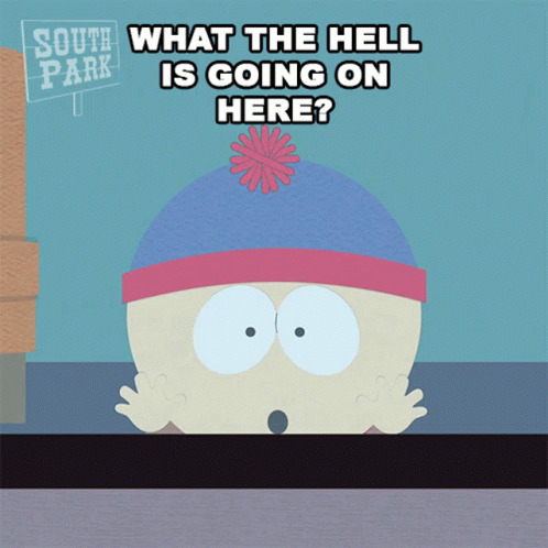 Stan Marsh From South Park Says " What The Hell Is Going On Here ? " GIF