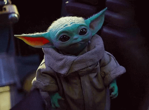 Standing Baby Grogu Stare GIF