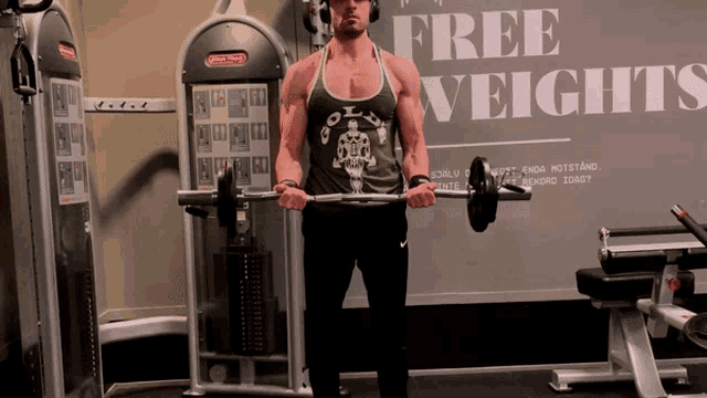 Standing Barbell Biceps Curl Gif GIF