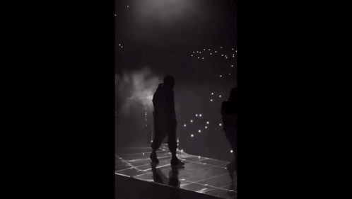 Standing Silhouette On Stage In Dark GIF