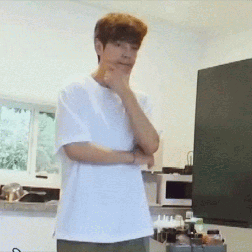 Standing Taehyung Thinking Meme GIF