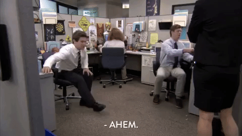 Standing Up Ahem Workaholics GIF