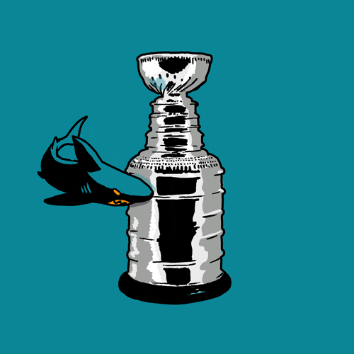Stanley Cup With Shark Spinning Around It GIF
