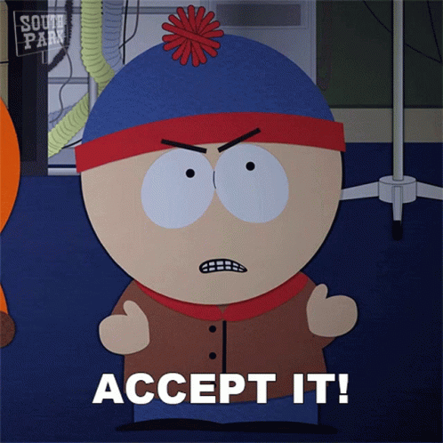 Stanley From South Park Is Giving A Thumbs Up And Says Accept It GIF