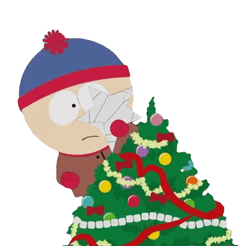 stanley from south park is putting a star on top of his christmas tree