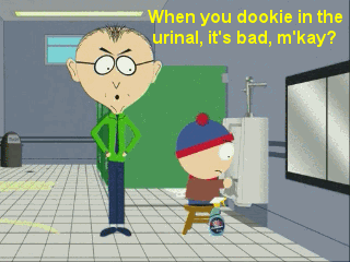 Stanley From South Park Is Standing Next To A Man In A Bathroom GIF