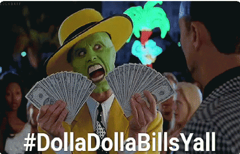 Stanley Ipkiss Holding Lots Dollar Bill GIF