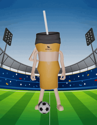 Stanley Tumbler Playing Soccer GIF