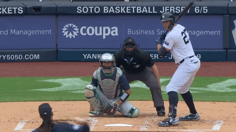 Stanton Hits Ball Baseball GIF