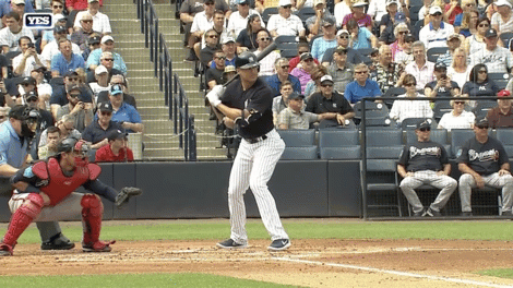Stanton Hits Ball Far Away GIF