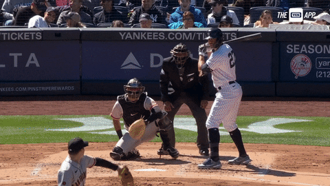 Stanton White Uniform Hits And Run GIF