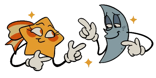 Star and Half Moon Pointing at Each Other