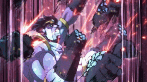 Star Platinum Flaming While Raining Some Punches GIF