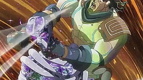 Star Platinum Beats Up Hierophant Green GIF