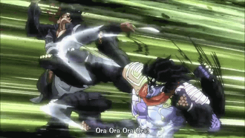 Star Platinum Jotaro And Dan Of Steal Fight GIF