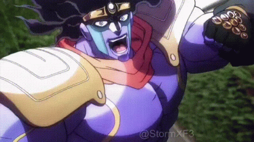 Star Platinum Punch Grass Background GIF