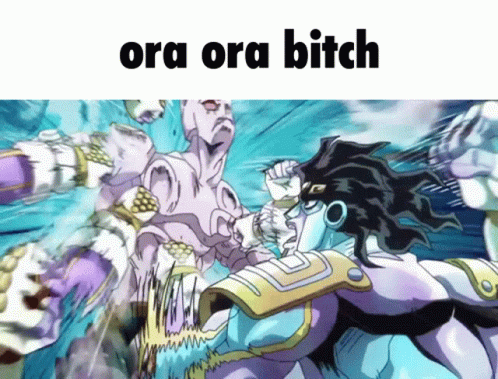 Star Platinum Gives Kira Steely Dan Treatment GIF