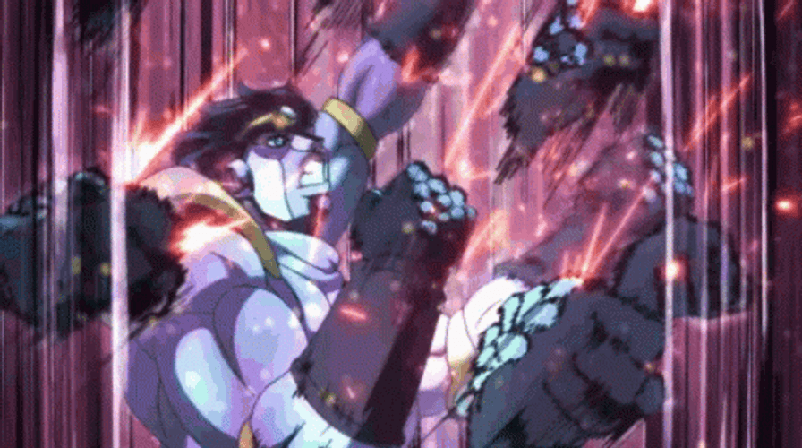 Star Platinum Flaming While Raining Some Punches GIF