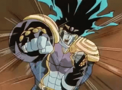 Star Platinum From Jojo 'S Bizarre Adventure Is Making A Fist In A Cartoon . GIF