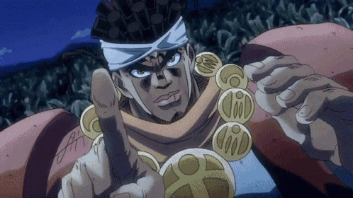 Star Platinum From Jojo 'S Bizarre Adventure Is Pointing At The Camera GIF