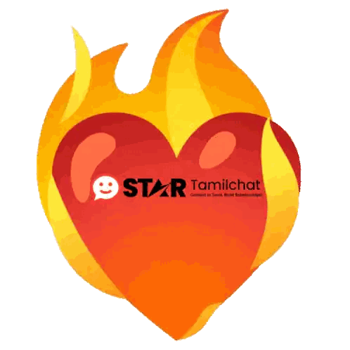 Star Tamilchat Heart with Flames Logo