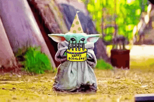 Star Wars Birthday Cake Baby Yoda GIF