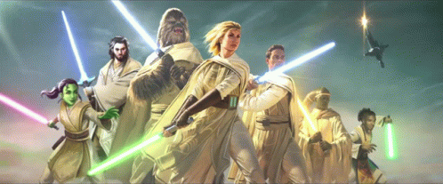 Star Wars Characters Holding Lightsabers