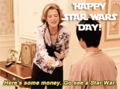 Star Wars Day Greeting Card with Woman and Man