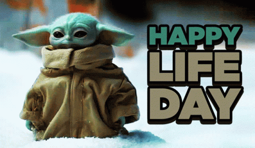Baby Yoda Snow Star Wars Happy Birthday GIF