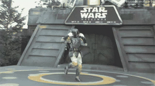 Star Wars Weekends Sign with Running Man in Costume