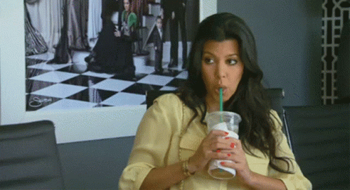 Kourtney Kardashian Enjoying Starbucks Coffee GIF