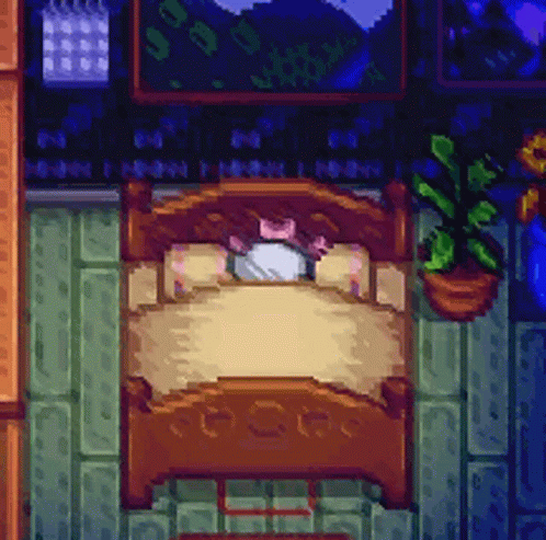 Stardew Valley Character Sleeping On Bed GIF